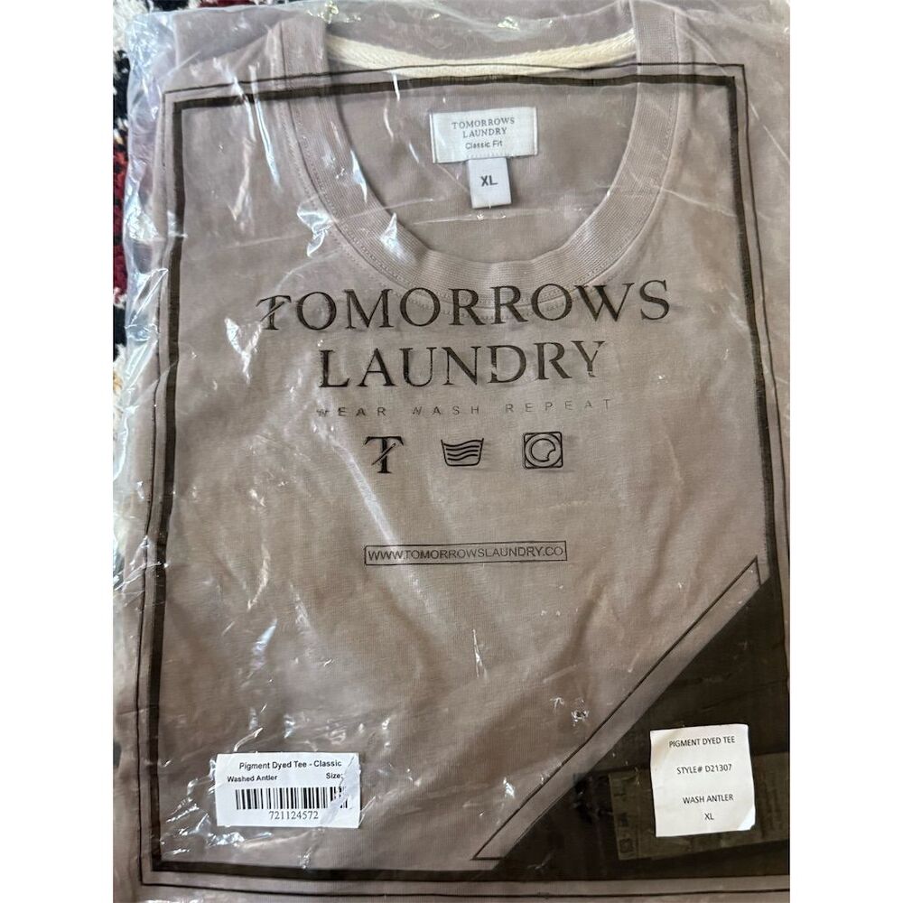 Tomorrows Laundry Men's XL washed antler  Neck T-Shirt Classic Fit